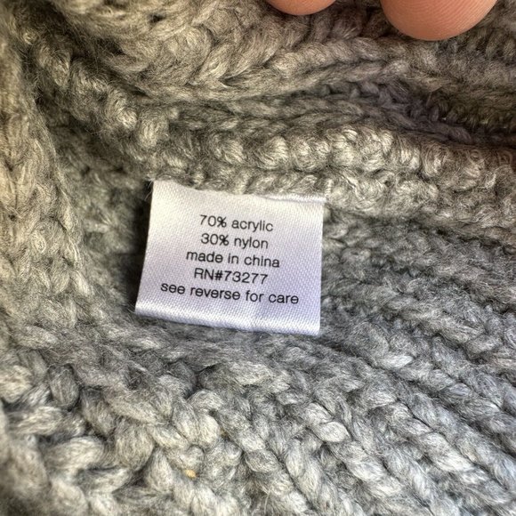 Elizabeth And James Gray Cable Knit Braided Chunky Turtleneck Sweater Size Large - Picture 5 of 6